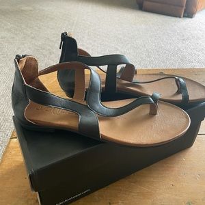 J/Slides black Anthropologie strappy sandals